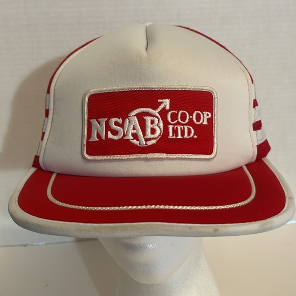 NSAB Co-Op truckers SnapBack three stripe hat cap red and white - Picture 2 of 6